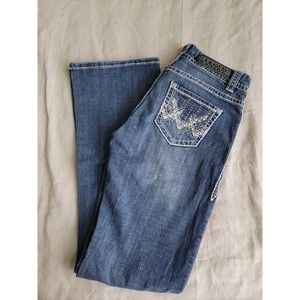 Rock & Roll Cowgirl Womens 27 x 29.5 Blue Mid Rise Bootcut Embellished Jeans
